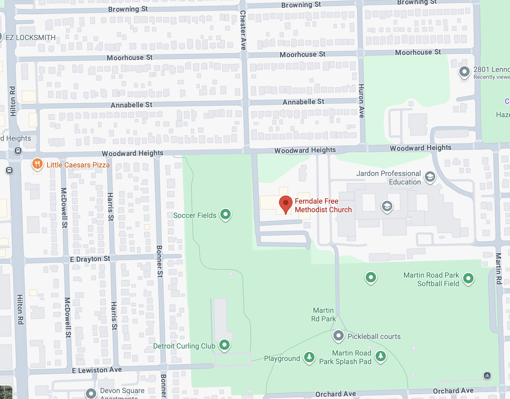 Image of Ferndale Free Methodist on a map
